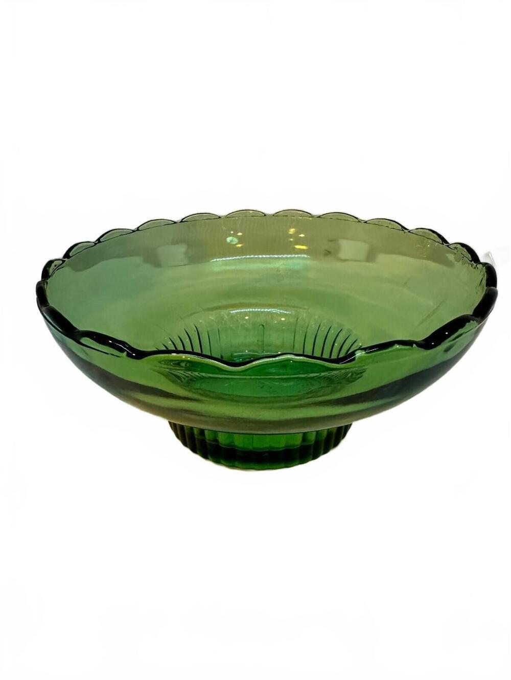 Vintage E.O. Brody M2000 Green Glass Pedestal Bowl